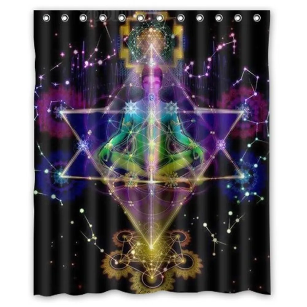 

Sacred Geometry Symbol& Merkaba Star Background Waterproof Shower Curtain/Bath