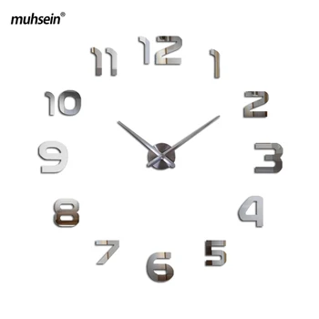 

2020 muhsein large DIY Wall Clock Acrylicl Mirror 3D Wall clock Personalized Digital Wall Clocks Circular Free shipping