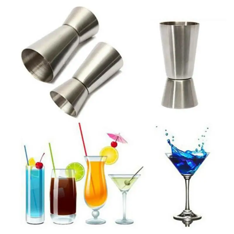 

New 15/30ml Stainless Steel Cocktail Shaker Measure Cup Dual Shot Drink Spirit Measure Jigger Kitchen Gadgets Bar Tools