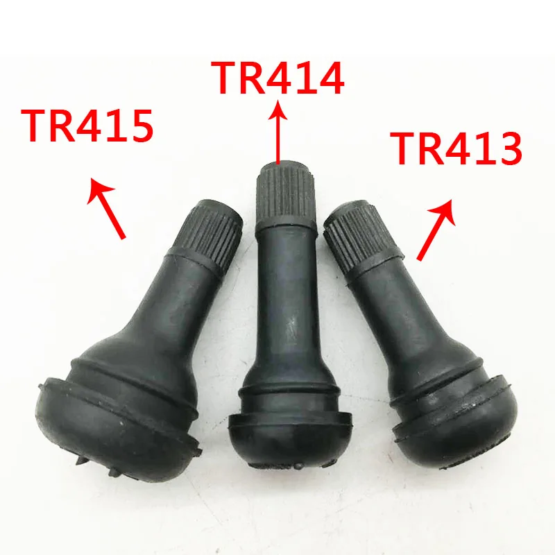 Lot de 4 tiges de valve en caoutchouc noir (TR414) avec clé à noyau de valve