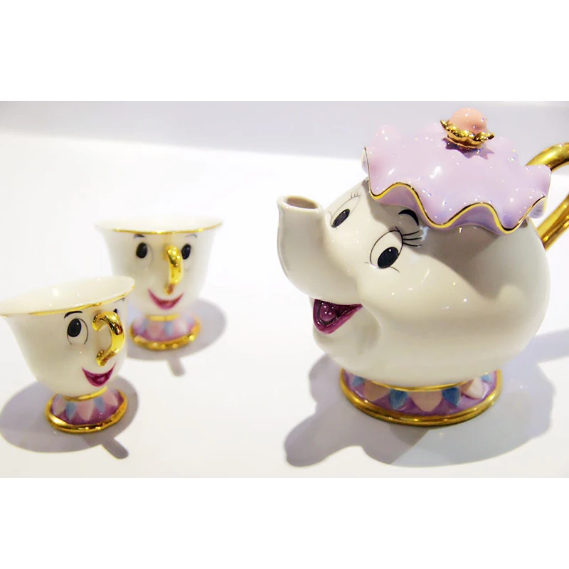 

Cartoon Beauty And The Beast Tea Set Mrs Potts Chip Coffee Pot Cup Mug Cute Xmas Birthday Gift Drop Shipping