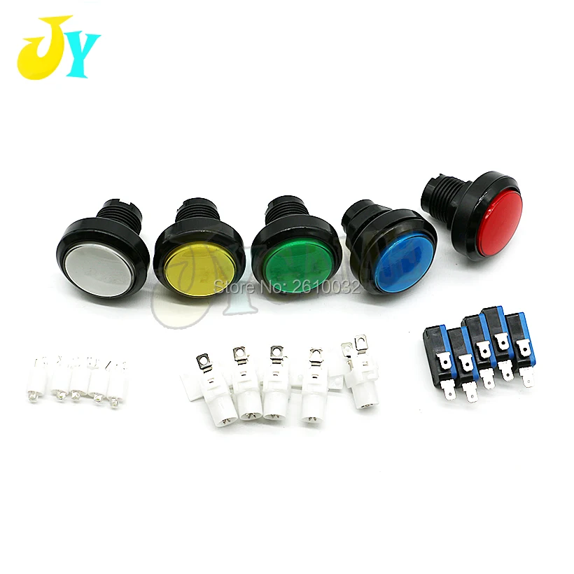 10 pcs 45mm Push Button Arcade Led Micro Switch 12V Power Set Green/Yellow/Red/White/Blue | Спорт и развлечения