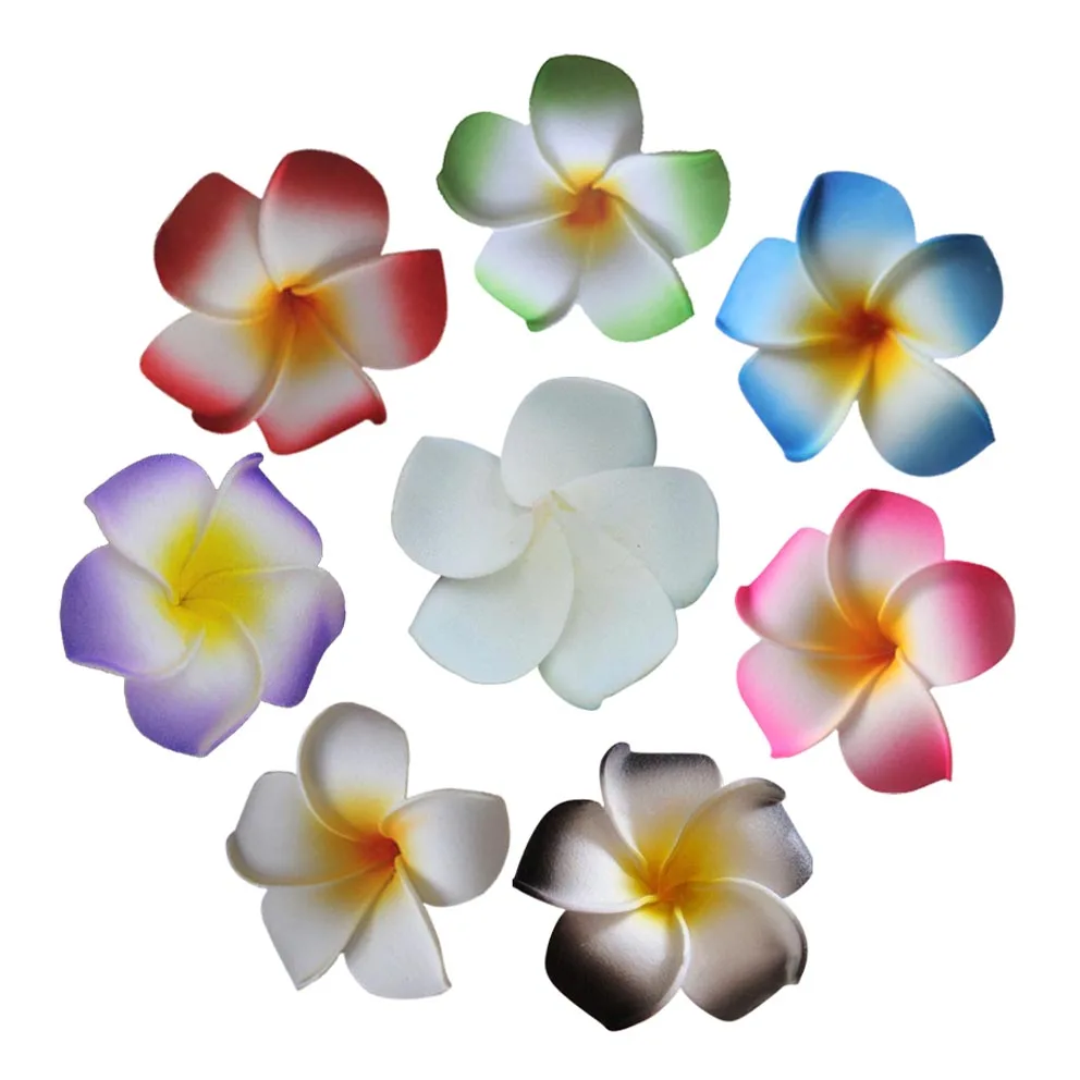 Us 1486 15 Off100pcs4cm Head Artificial Foam Fleur De Frangipanierfake Hawaii Plumeria Flower Heads Wedding Decorationsfor Hair Accessories In