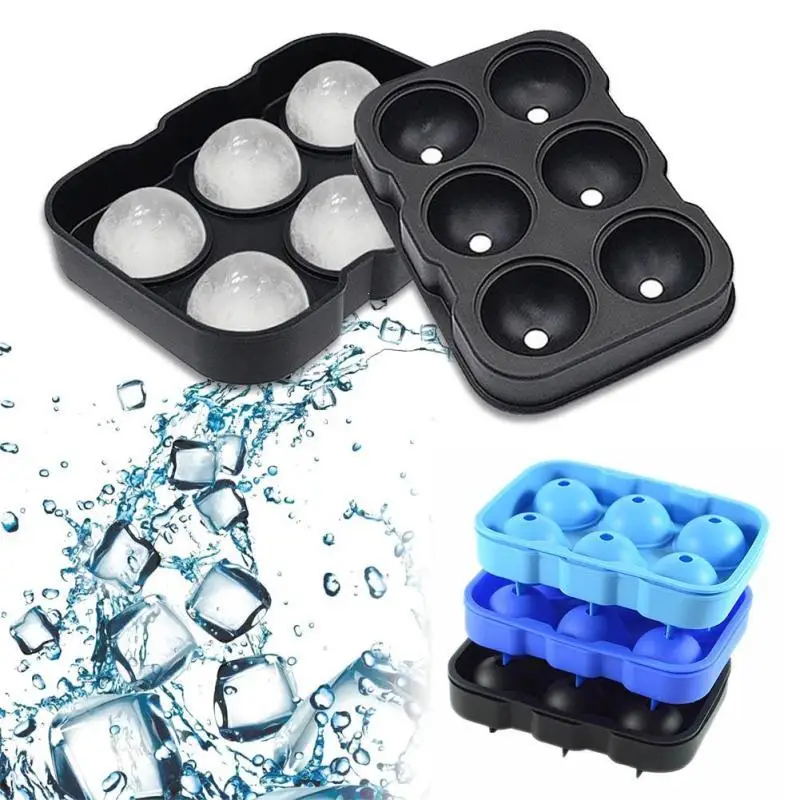 Silicone Ice Ball Mold 6 Grid Spherical Round Ball Ice Cube Tray Maker