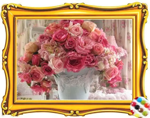 

DIY diamond painting colorful flowers and vase drill cube diamond embroidery cross stitch Rubik cube diamond mosaic painting