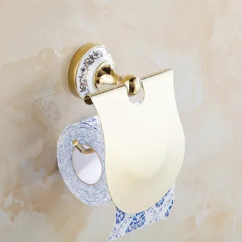 

Luxury Gold/Silver Toilet Paper Holder Chrome Polished Toilet Holder Porcelain Tissue Box Bathroom Accessories