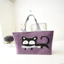 Милая женская сумка для переноски кошек с рисунком животных, красочные сумочки для шоппинга сумка с персонажем мультфильма многоразовое хранилище