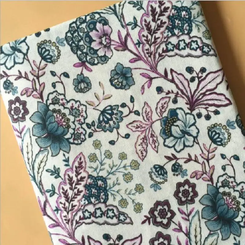 Льняная хлопковая ткань синий и белый фарфор Печать ручной работы DIY швейная ткань Скатерть Подушка ткань износостойкая ткань - Цвет: White lotus