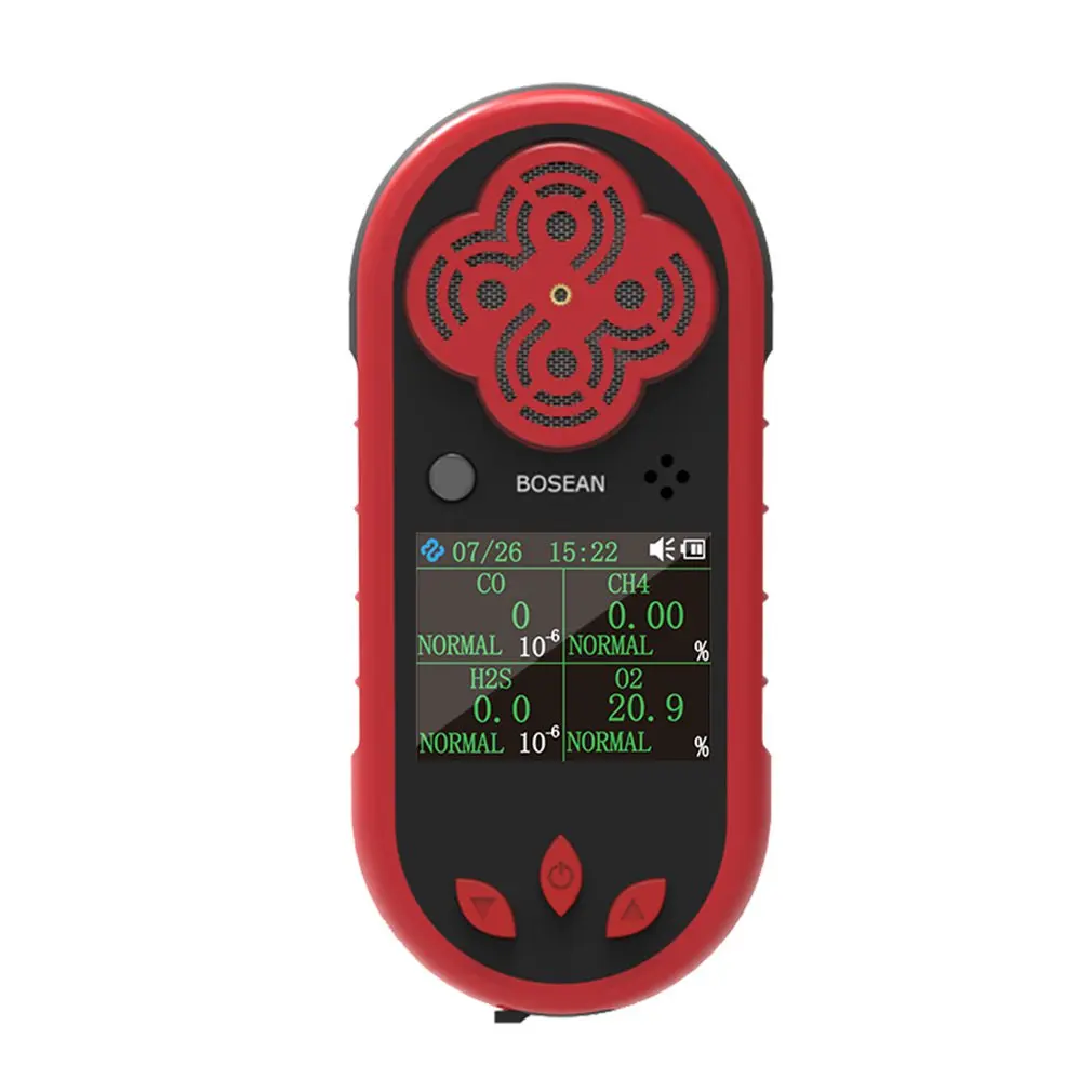 

4-In-1 Gas Detector K-400H2S Co O2 Ex Advanced Mcu For Low-Power Consumption Lcd Display Self-Test Function