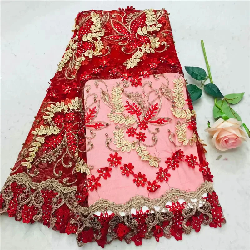 

2018 African Cord Lace High Quality French Lace Fabric With Stones African Lace Fabric For Nigerian Wedding Dress WD110231