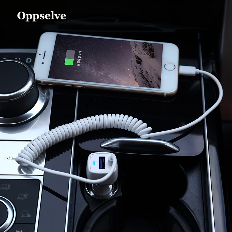 

USB Car Charger For iPhone X 8 7 Car-charger With Micro USB Type C Cable For Samsung S9 Xiaomi Quick Charge Mobile Phone Adapter