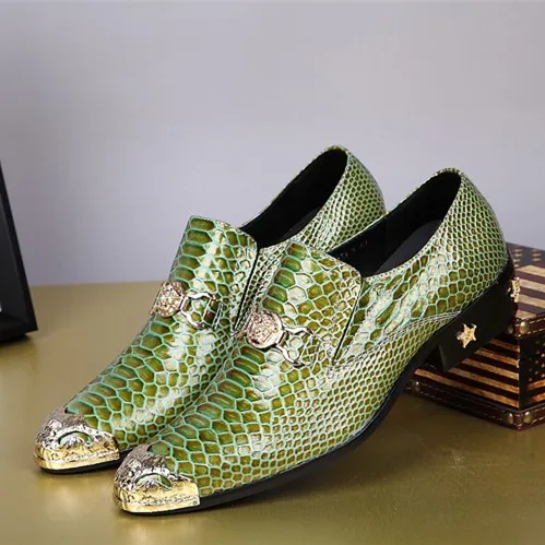 

Oxford Shoes for Men 2017 New Arrival Fashion Genuine Leather Business Style Pointed Toe Dress Shoes Green Social Shoes Big Size