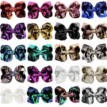 

6pcs/lot 8''Girls paillette bubble flower hairpins boutique Kids Bow hair Princess Bow Sequin Bling Hair Clip Accessories A73