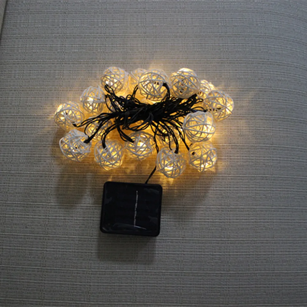 YIYANG Xmas 20 светодиодный ротанговая Пальма клубок лампа на солнечных батареях Светодиодные строки IP65 земная Фея наружное освещение для сада дома на свадьбу, Рождество