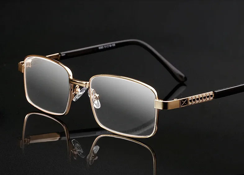 Высококачественные мужские очки для чтения из сплава, wo мужские очки с кристаллами, очки для чтения, очки для дальнозоркости+ 100 до+ 400 - Цвет оправы: Золотой