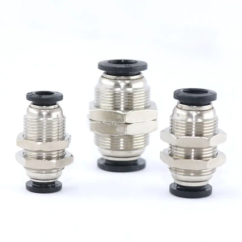 5PCS 8MM Pneumatic Bulkhead Straight Push In Quick Fitting Connector