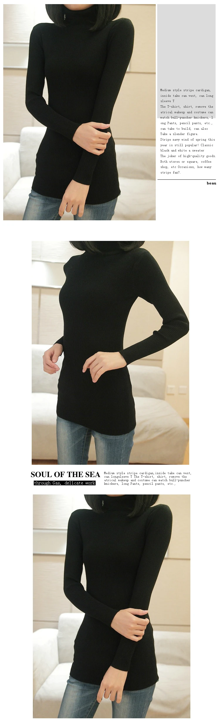FREE SHIPPING Long Sleeve Sweaters Female Pullover Turtleneck JKP13407