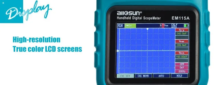 All-sun EM115A 50 МГц 200MSa/S 3в1 Профессиональный портативный цифровой осциллограф+ мультиметр+ генератор сигналов USB цветной ЖК-дисплей
