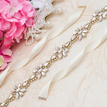 MissRDress/пояс для невесты с золотыми кристаллами, стразы, пояс для свадебного платья, бриллиантовый пояс для свадебного украшения JK974