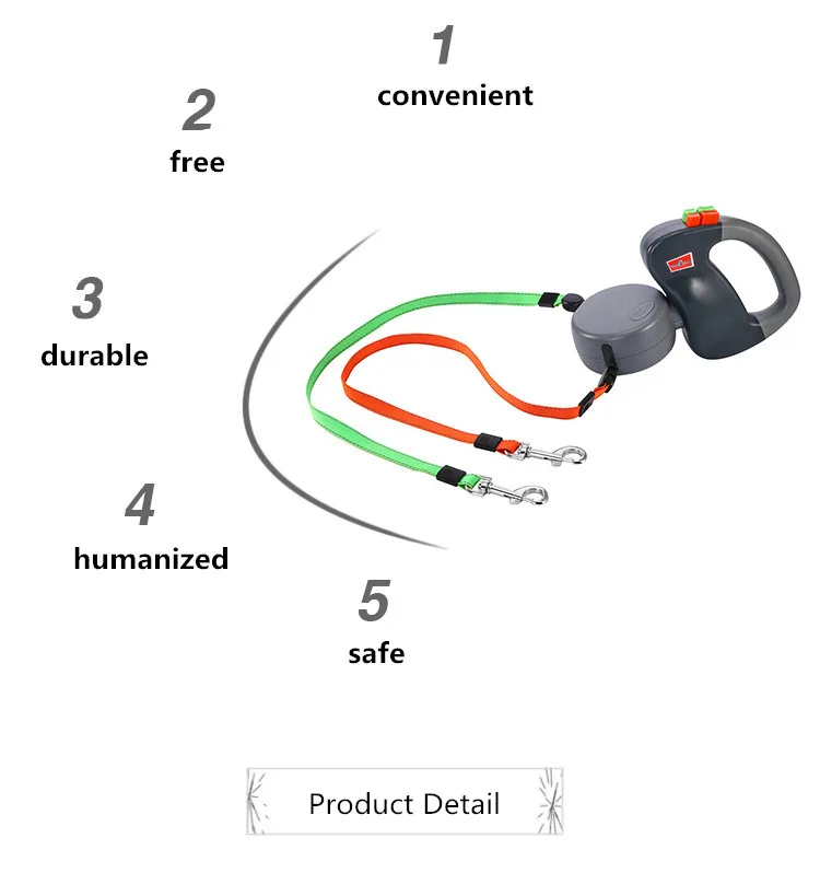 FML зоотоваров Автоматическая Выдвижной Прогулки поводок для двух Товары для собак веревка обучение ходить два Товары для собак