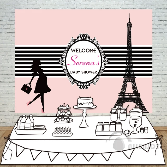 birthday backdrops baby shower eiffel tower background black and