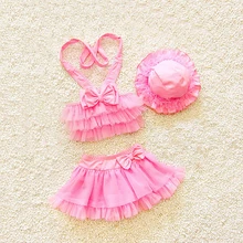 Dollplus купальники для девочек детские купальники 3 шт. комплекты кружевные Купальники для маленьких девочек летняя пляжная одежда купальный костюм