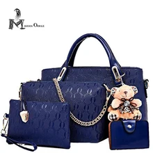 Lujo bolso de las mujeres fijó bolso del totalizador del hombro cartera bolso de cuero de las mujeres 4 en 1 bolsas set bolso monedero