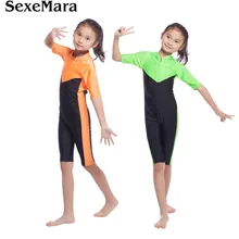 2017 Swimsuit For Muslim Young Girls Front Zipper One piece Short Sleeve Islamic Swimwear For hijabs Islam girl Beach Wear Hijab