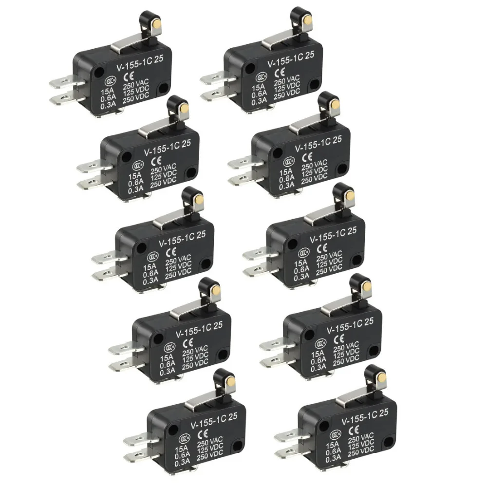 Uxcell Black Switches Hinge Roller Lever Micro Limit Switch for Automatic Machine Communication Equipment Car Electric 10pcs Uxcell Black Switches Hinge Roller Lever Micro Limit Switch for Automatic Machine Communication Equipment Car Electric 10pcs