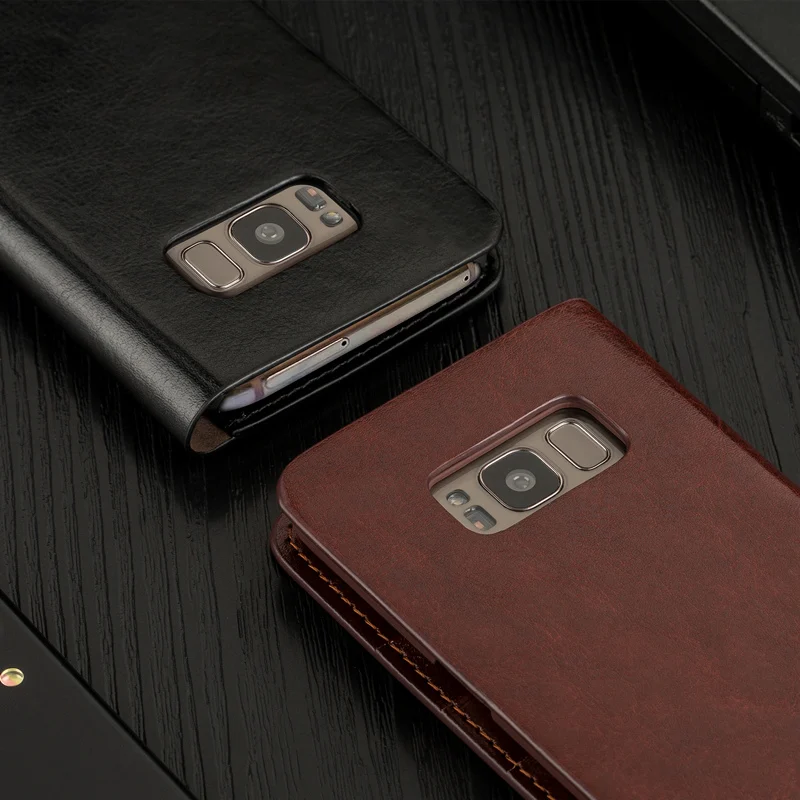 Роскошный кожаный чехол подставка для Samsung Galaxy S9 Plus S8 телефона с отделением карт
