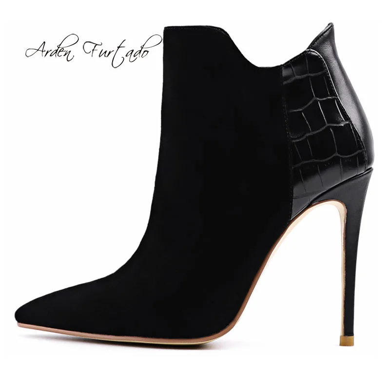Arden Furtado/демисезонная модная женская обувь женские ботинки на молнии с острым носком на шпильках пикантные Элегантные ботильоны