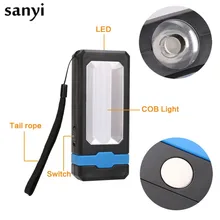 Ультра яркий портативный Рабочий фонарик с магнитом солнечной энергии/USB Перезаряжаемый 2 режима COB светодиодный аварийный фонарь для кемпинга