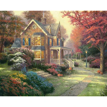 

5d DIY "Summer House In Sunset"Diamond Embroidery Cross Stitch Crystal Square,Round Diamond Handmade Picture Diamond Painting GT