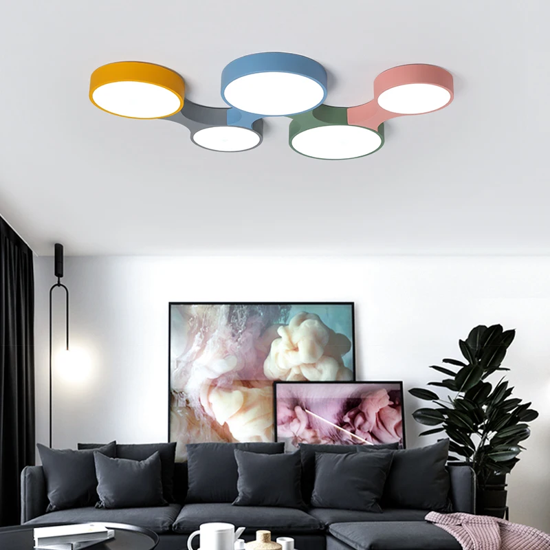 

DX Modern Led Ceiling Lights Creative Color Luminaire Kids Bedroom Toy Brick Light Fixture Remote Control Lamp Dimmable Lustre