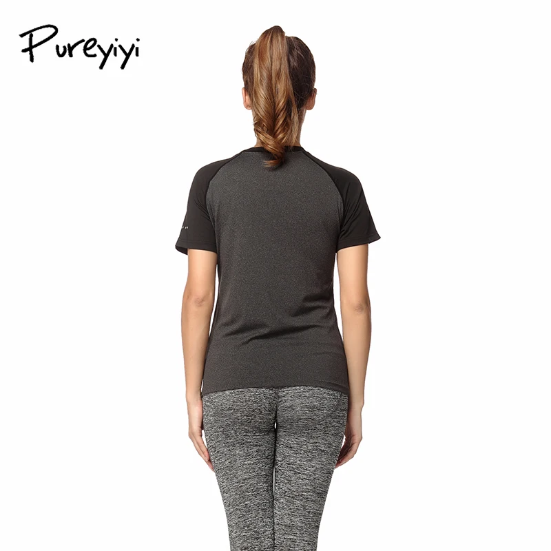 Pureyiyi Йога рубашки спортивные футболки тренажерный зал Спортивная одежда Sweat Tee Йога Топы корректирующие Рубашки с короткими рукавами быстросохнущая Школа одежда