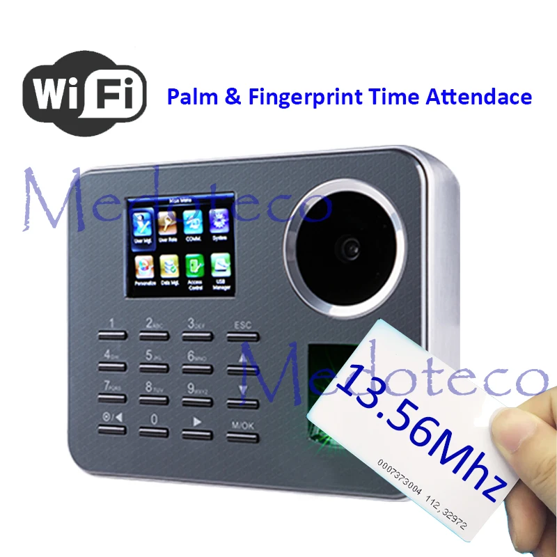 Iclock360 WI-FI Биометрические Palm рабочего времени BioID отпечатков пальцев время Запись 13,56 мГц карт IC электронные машины посещаемости