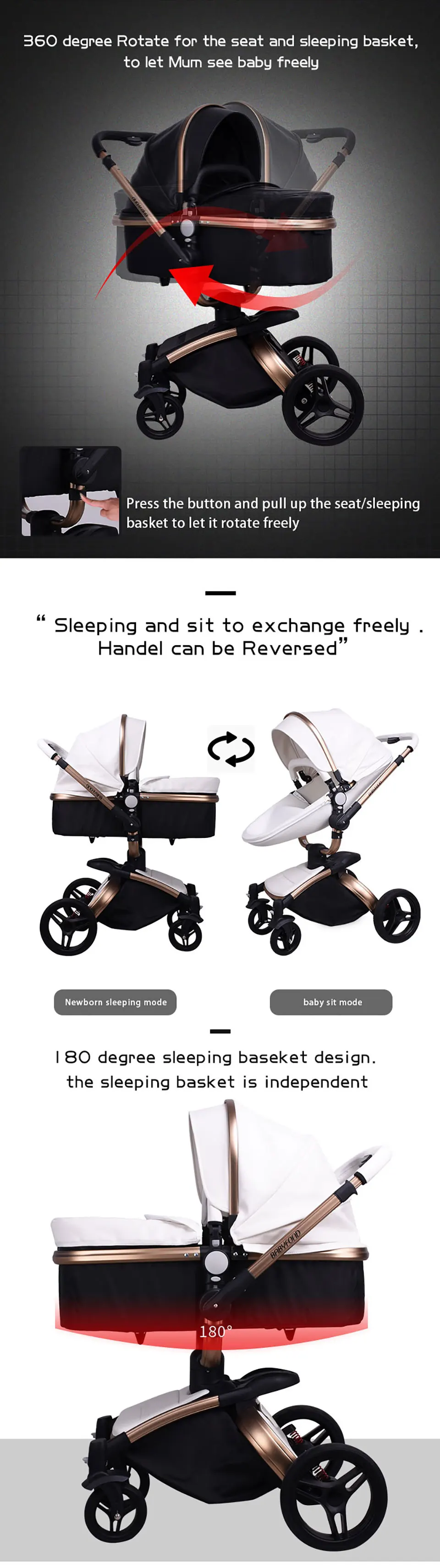 Брендовая детская коляска 3 в 1, кожаная, амортизирующая, для новорожденных, детская коляска на колесиках, европейская детская коляска, подарок babyfond