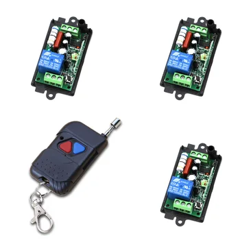 

New 110V 220V 1CH RF Wireless Remote Control Switch System Teleswitch 1 X Transmitter + 3X Receiver Learning Code 315/433MHZ