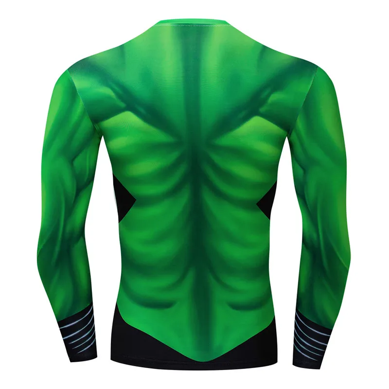 Зеленый Фонарь новая 3D футболка обтягивающая мужская кофта Marvel футболки Хэллоуин косплей костюм с длинными рукавами для мужчин S-3XL