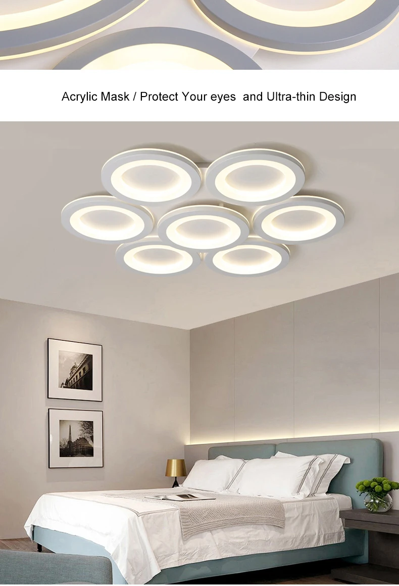 Современная светодиодная люстра белого/серого цвета для гостиной, спальни, кабинета, дома, круглая Потолочная люстра, светильники