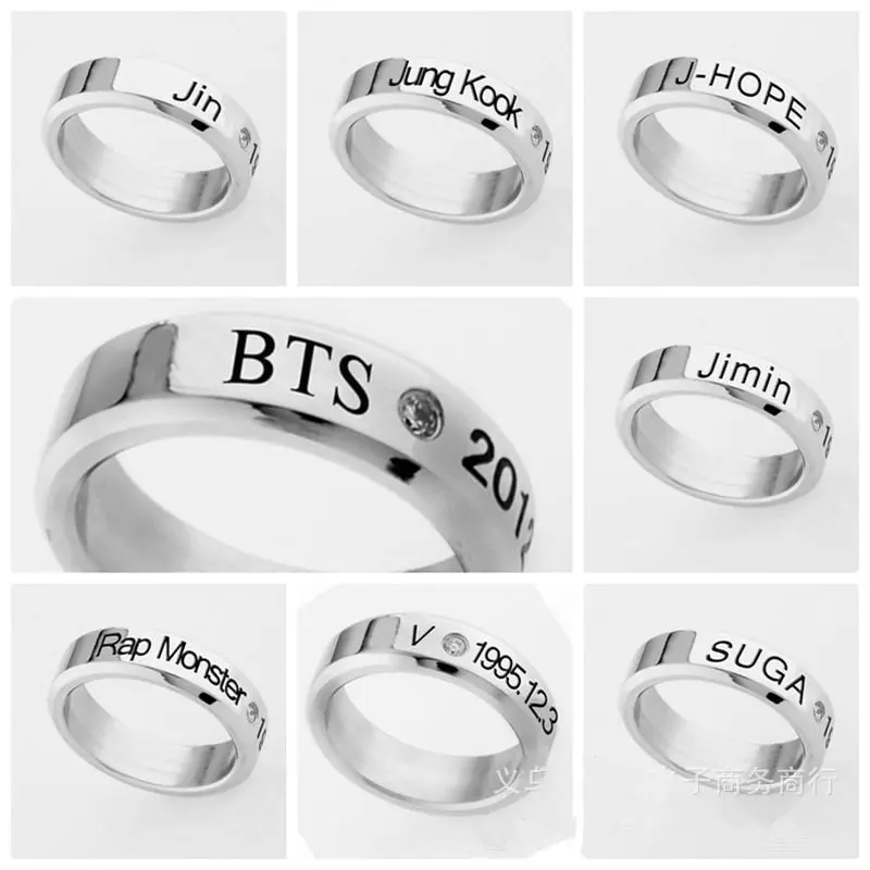 8 Style Bangtan Boys BTS Album Ring Rap Monster Jimin Jin Suga V J-Hope Jung Kook Jewelry Rings Accessories For Men Women Female