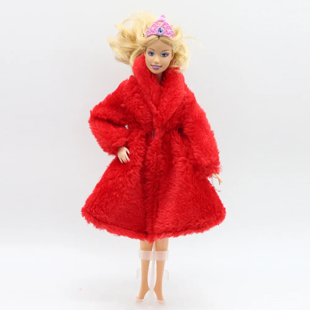 Стиль, леопардовое плюшевое пальто, зимняя одежда, платье, зимний комбинезон, одежда, наряд, одежда для 1/6, игрушка Barbiedoll, модное пальто - Цвет: Красный