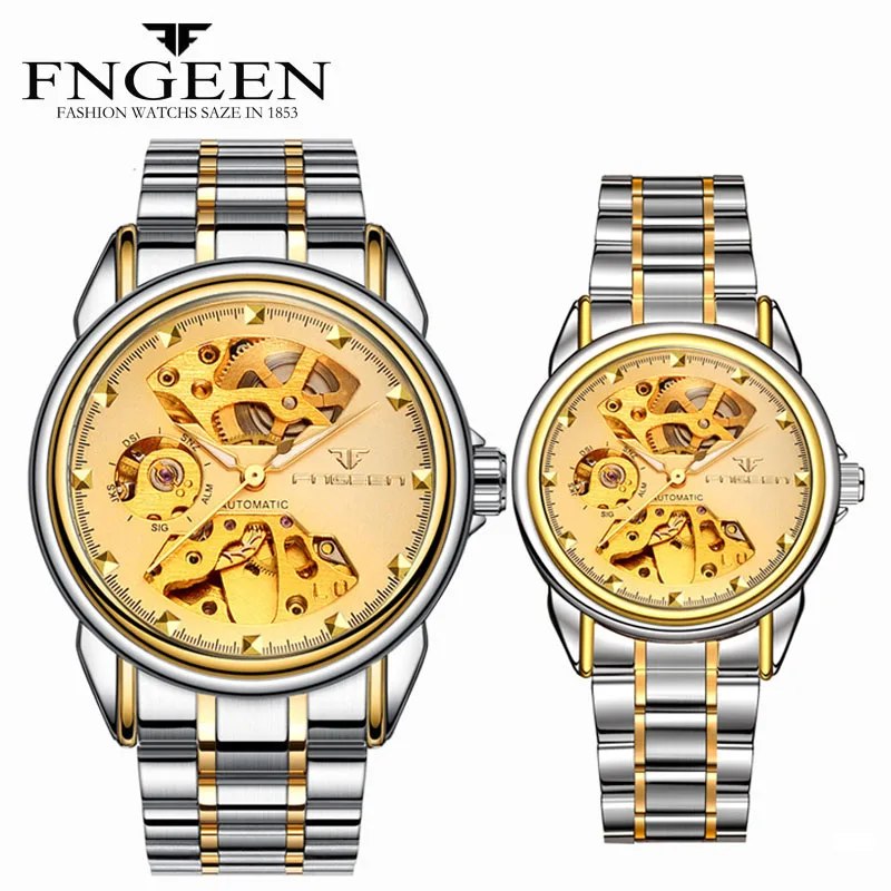 Hot Sale  Couple Watch 2020 Luxury Brand Automatic Mechanical Watch Stainless Steel Waterproof Skeleton Men's