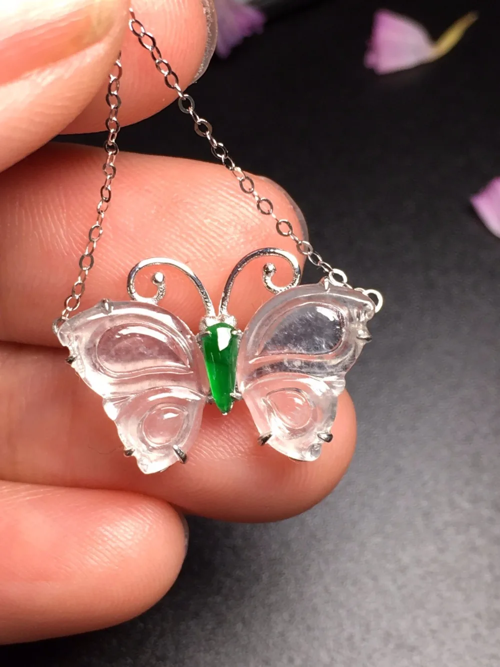 

Fine Jewelry 18K White Gold Buddism Buddha 100% Natural Green Burmes Jade Gemstones Pendant Necklace Fine Pendants Necklaces