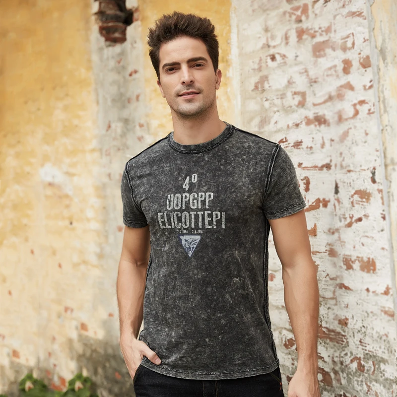 

GustOmerD2019 Summer New Men's T-shirt Letter Printing Short-sleeved T-shirt Slim Round Neck Shirt T-shirt Men's Clothing
