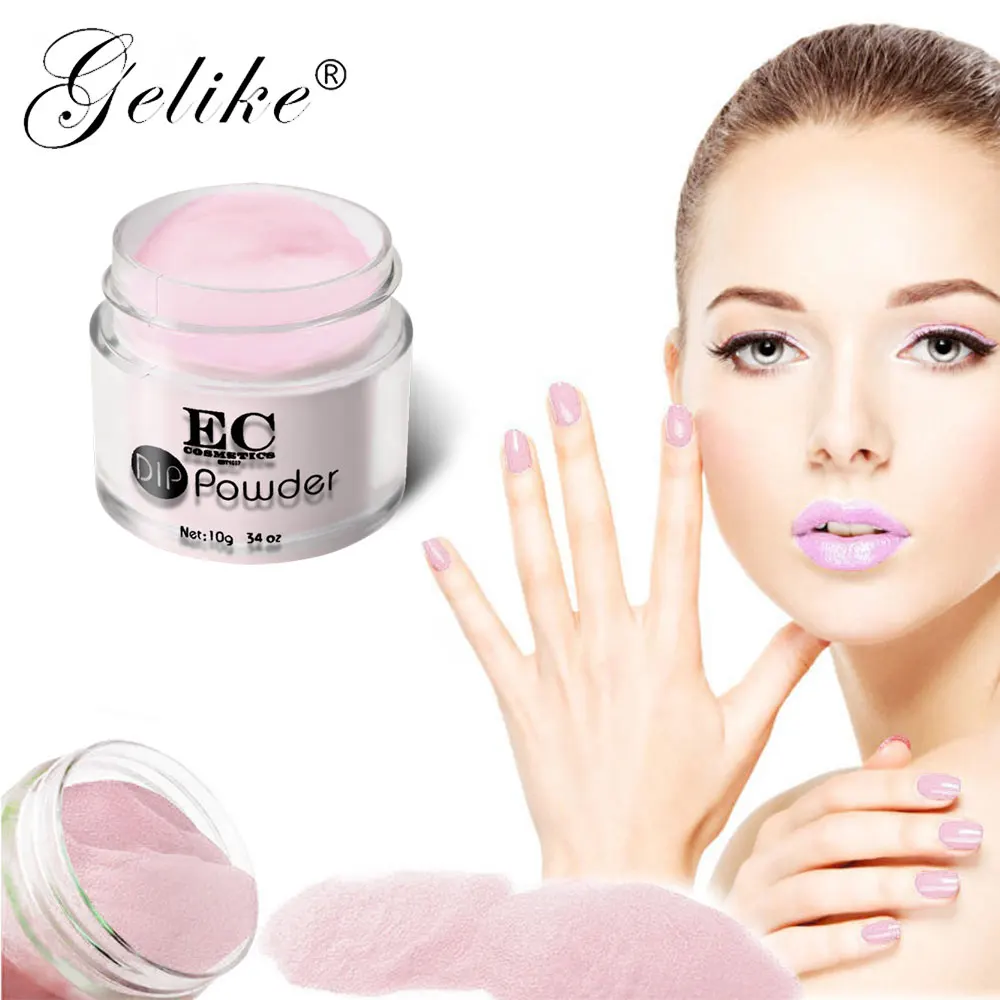 

Gelike 10g/Box French Nail Glitter Dipping Powder No Lamp Cure Nails Dip Powder Clear Pink Gel Nail Powder Natural Dry