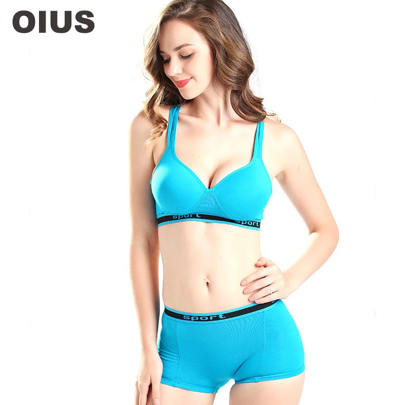 Oius Plus Size Women Wireless Bra Set Seamless Bra and Boxers Set