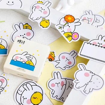 

45pcs/pack Cartoon Rabbit Decorative Paper Adhesive Sticker DIY Bookmark Diary Sticker Label Stationery Phone Sticky