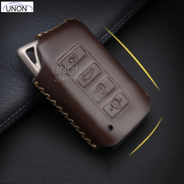 4Buttons Leather Remote Control Car Keychain Key Fob Cover Case For