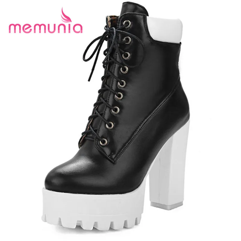 

MEMUNIA 2018 new ankle boots for women elegant cross tied winter boots female extreme high heels fashion boots big size 34-43